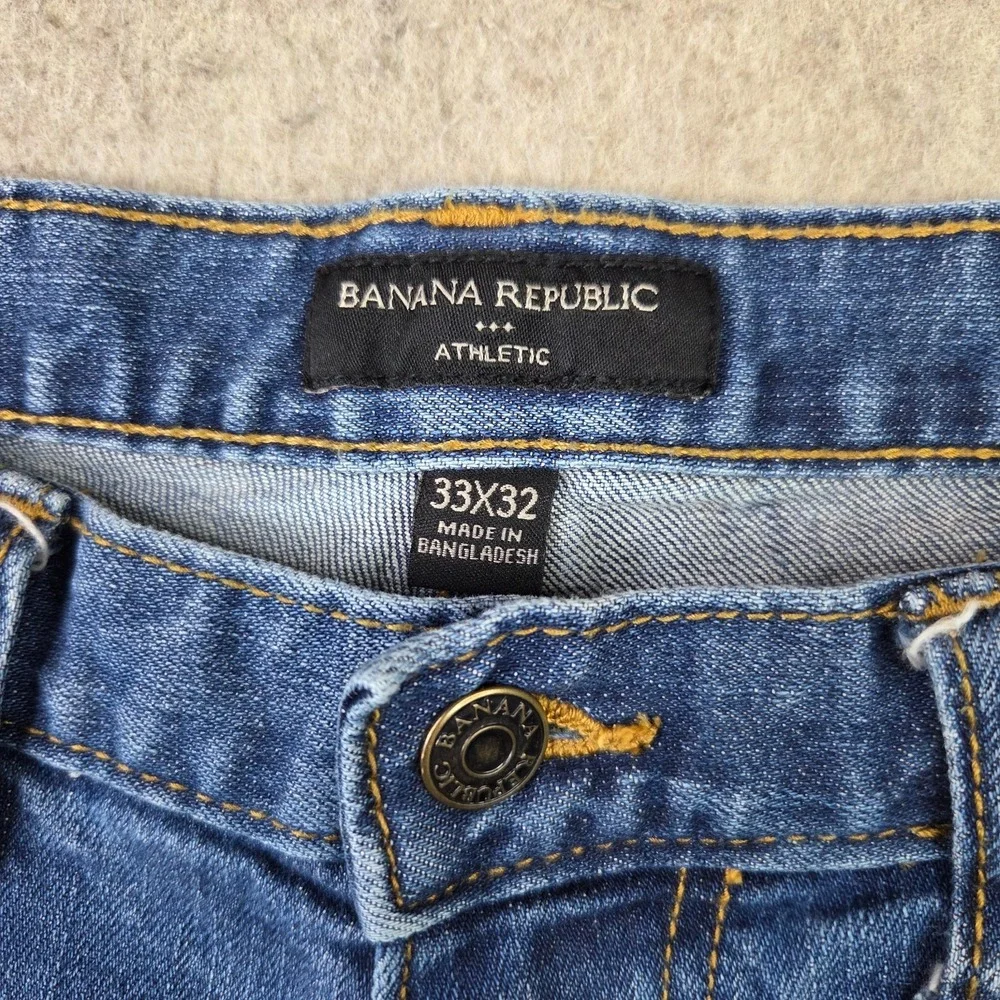 Banana Republic Athletic Jeans Mens 33x32 Blue Whisker Stretch Denim